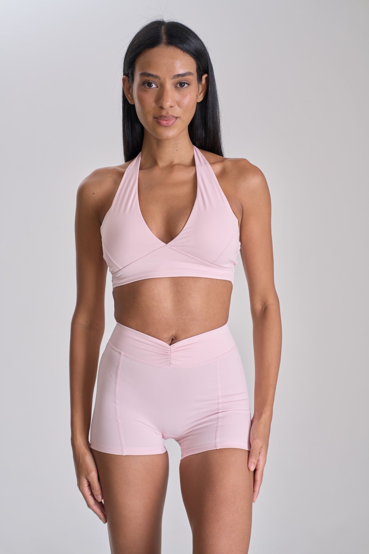 Sculpt Halter Bra — Soft Pink