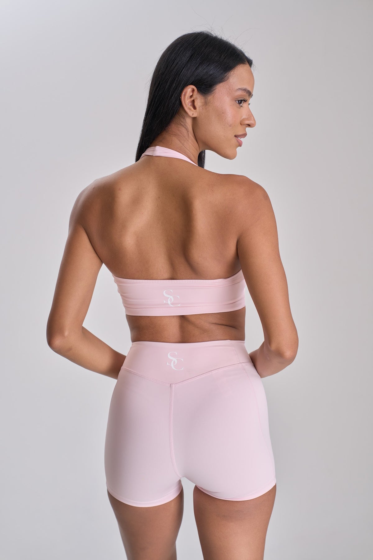Sculpt Halter Bra — Soft Pink