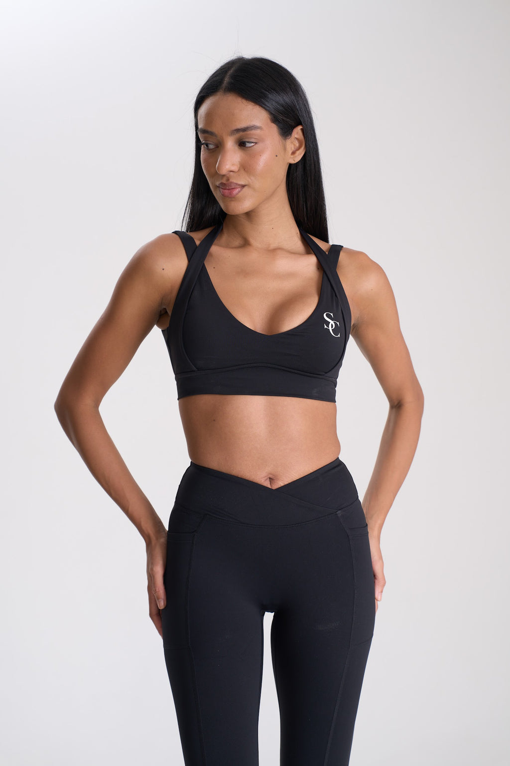 Core Sculpt Bra + Leggings Set – Black